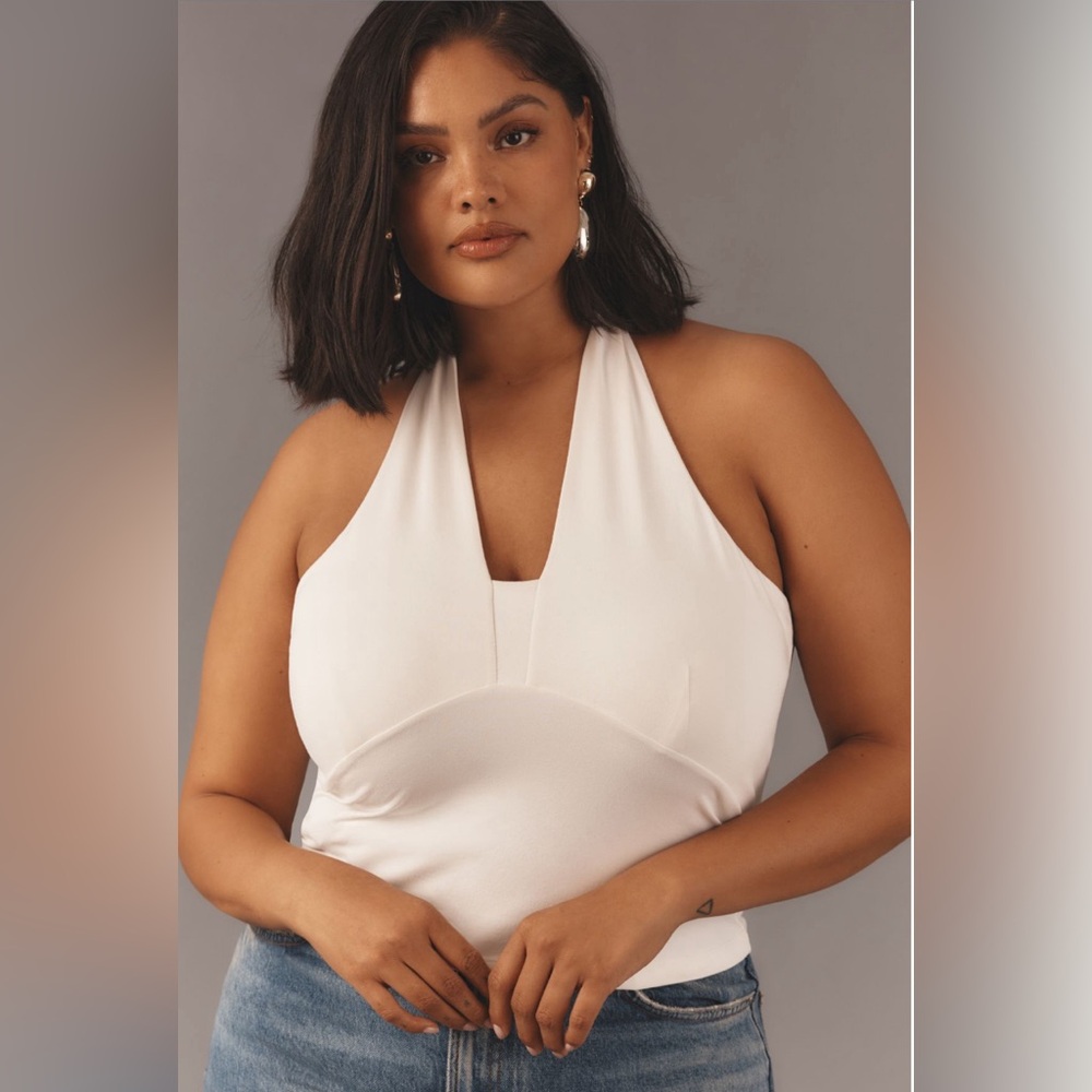 Anthropologie Tailored Ivory Halter Top NWT